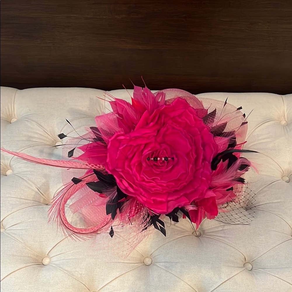 Vibrant Pink Hair Fascinator with Textured Details